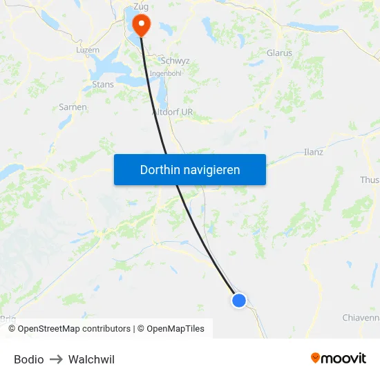 Bodio to Walchwil map