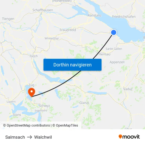 Salmsach to Walchwil map