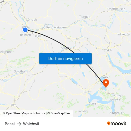 Basel to Walchwil map