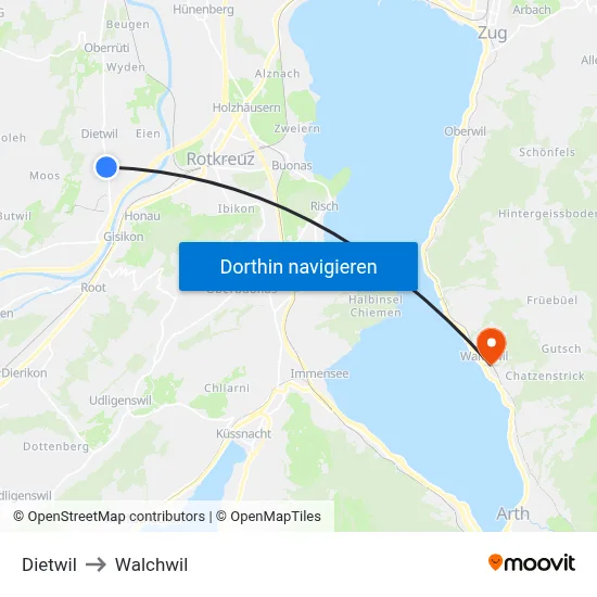 Dietwil to Walchwil map