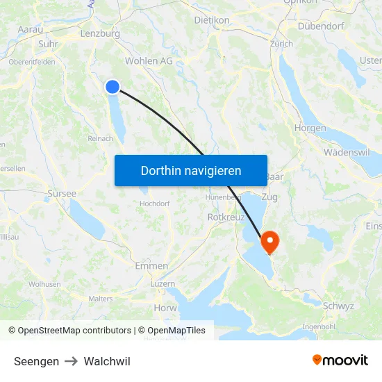 Seengen to Walchwil map