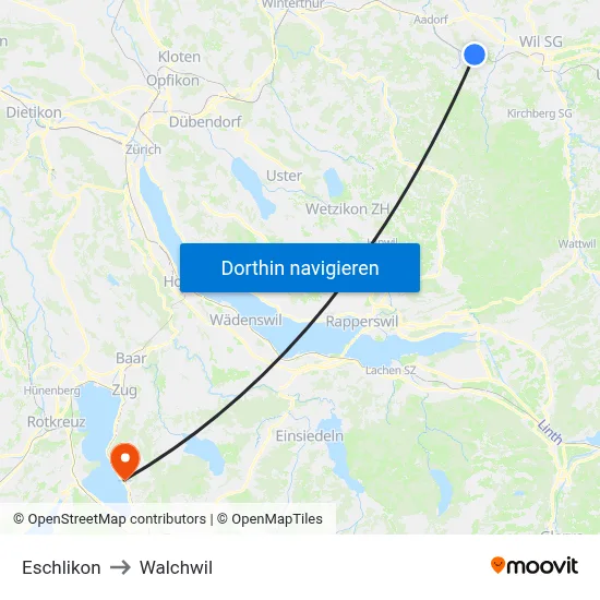 Eschlikon to Walchwil map