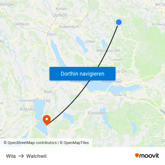 Wila to Walchwil map