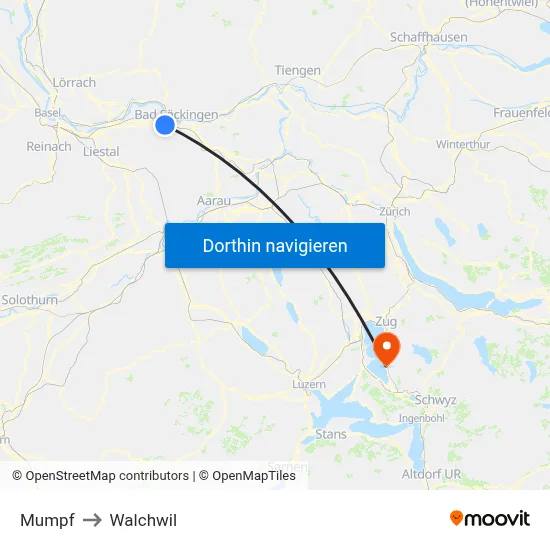 Mumpf to Walchwil map