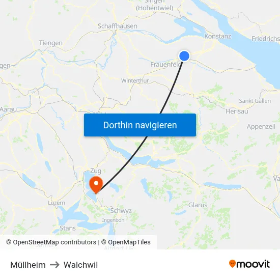 Müllheim to Walchwil map