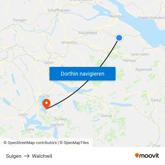 Sulgen to Walchwil map
