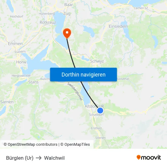 Bürglen (Ur) to Walchwil map