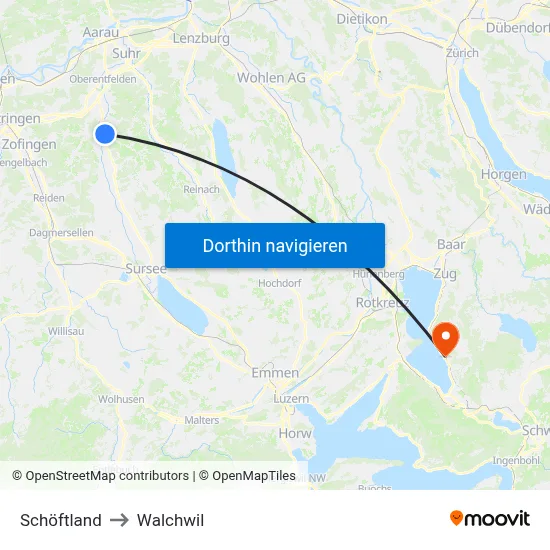 Schöftland to Walchwil map
