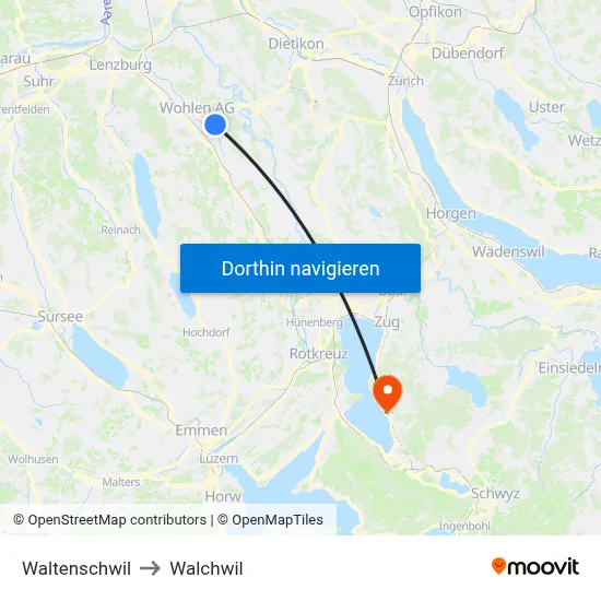 Waltenschwil to Walchwil map