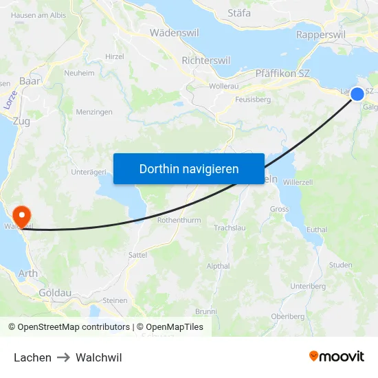 Lachen to Walchwil map