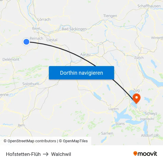 Hofstetten-Flüh to Walchwil map