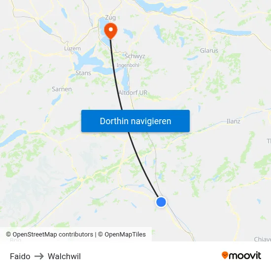Faido to Walchwil map