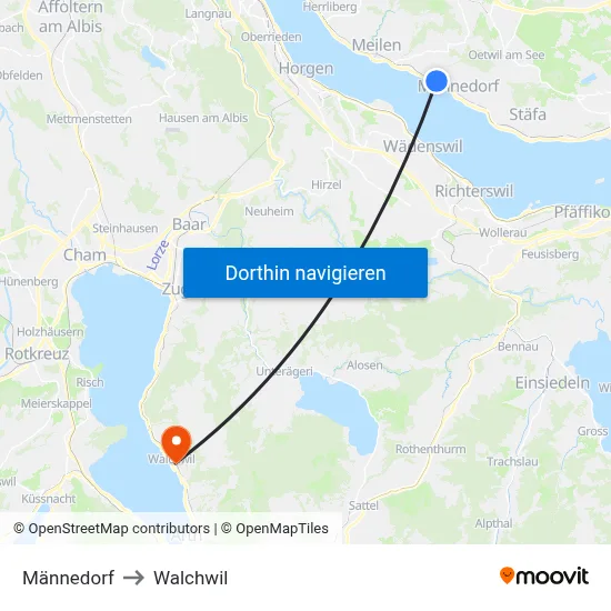 Männedorf to Walchwil map