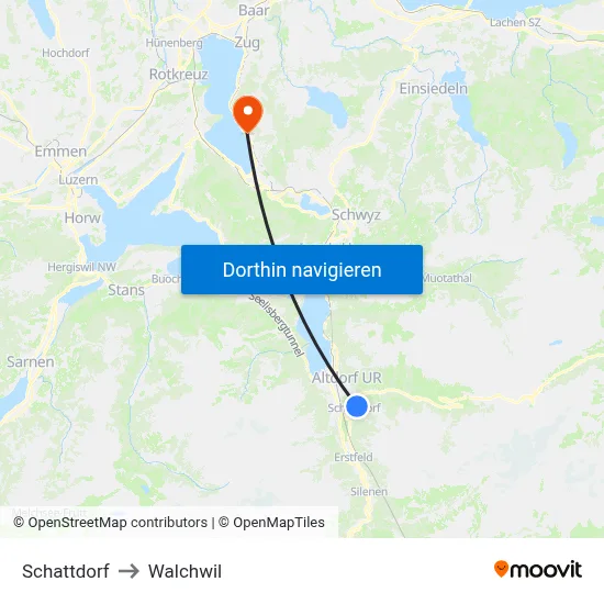 Schattdorf to Walchwil map