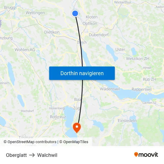 Oberglatt to Walchwil map