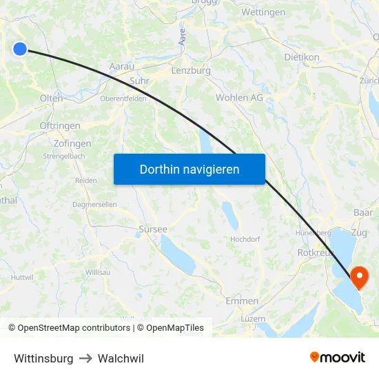 Wittinsburg to Walchwil map