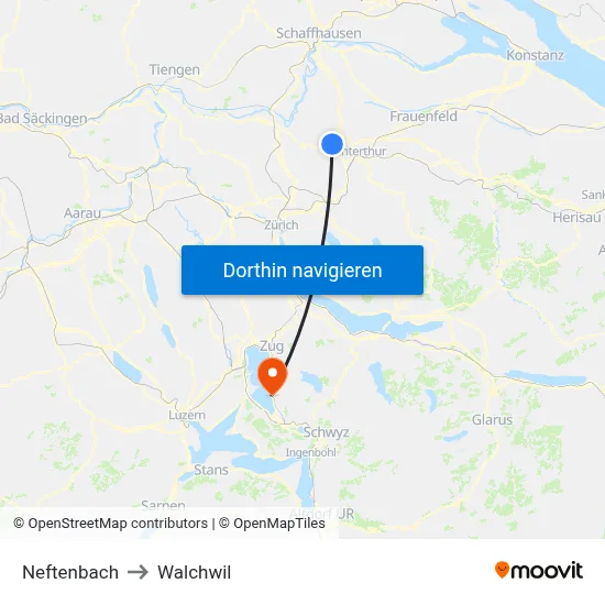 Neftenbach to Walchwil map