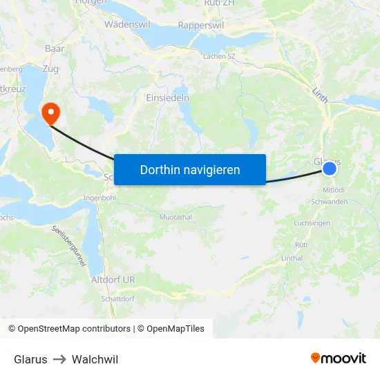 Glarus to Walchwil map