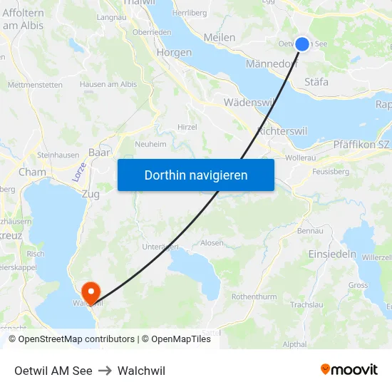 Oetwil AM See to Walchwil map