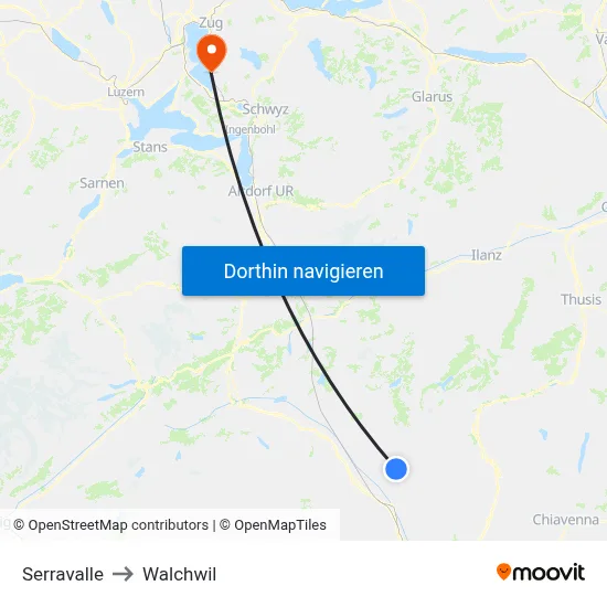 Serravalle to Walchwil map