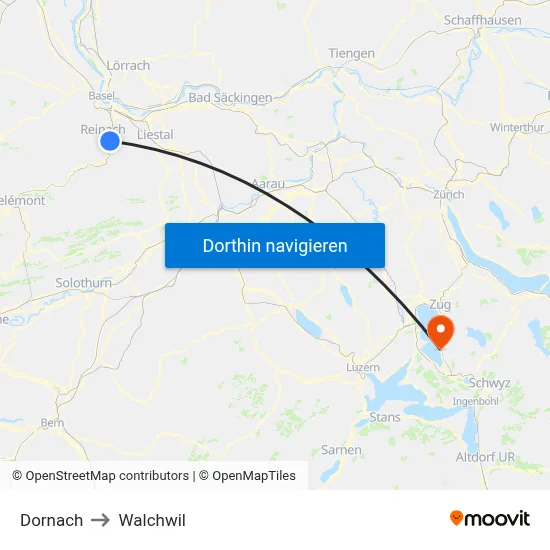 Dornach to Walchwil map