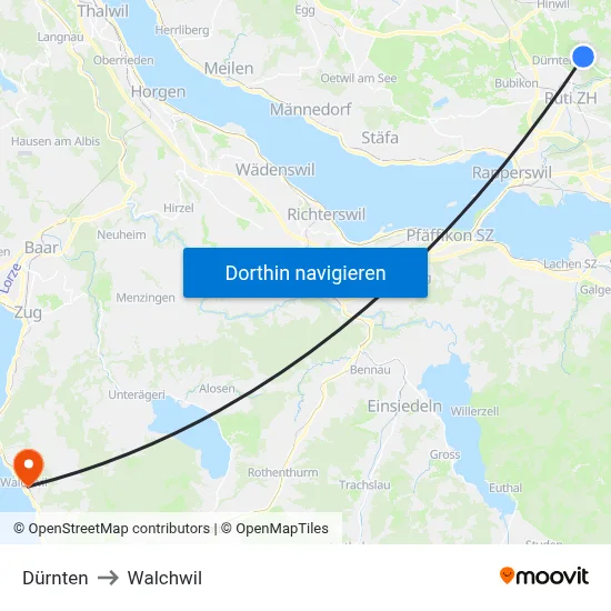 Dürnten to Walchwil map