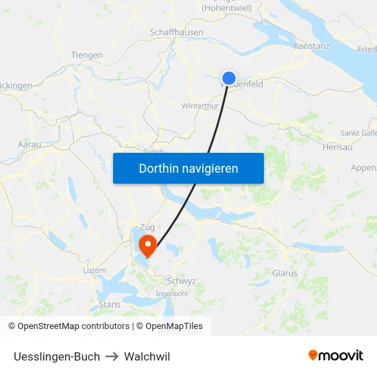 Uesslingen-Buch to Walchwil map