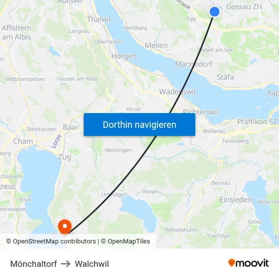Mönchaltorf to Walchwil map