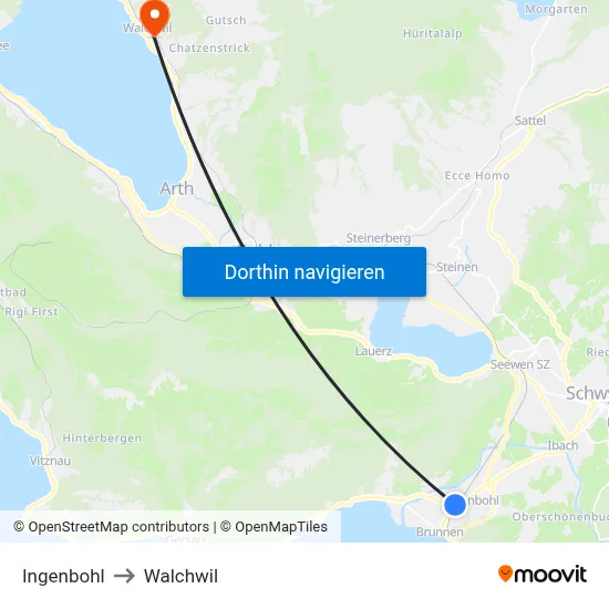 Ingenbohl to Walchwil map