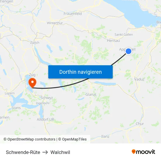 Schwende-Rüte to Walchwil map