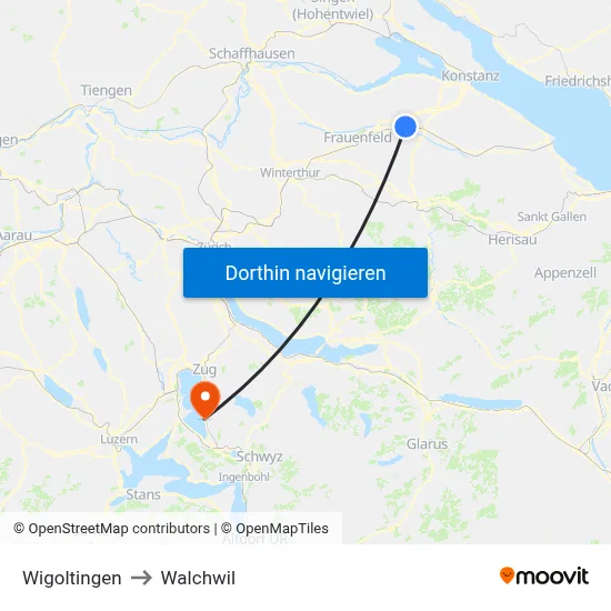Wigoltingen to Walchwil map
