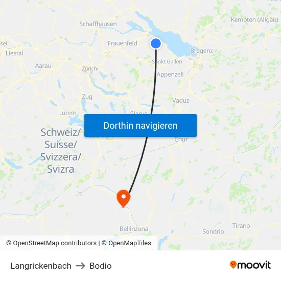 Langrickenbach to Bodio map
