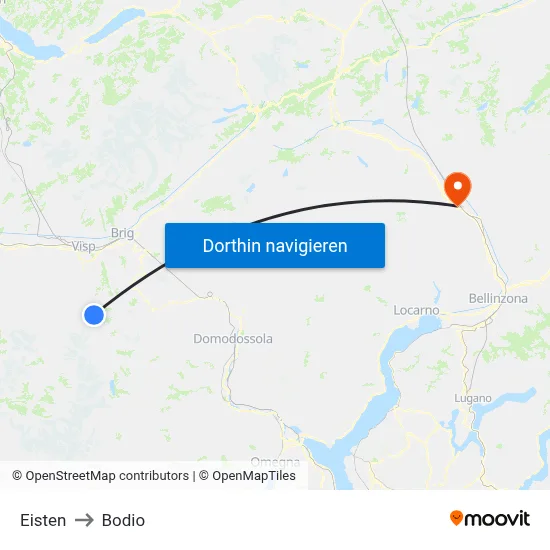 Eisten to Bodio map