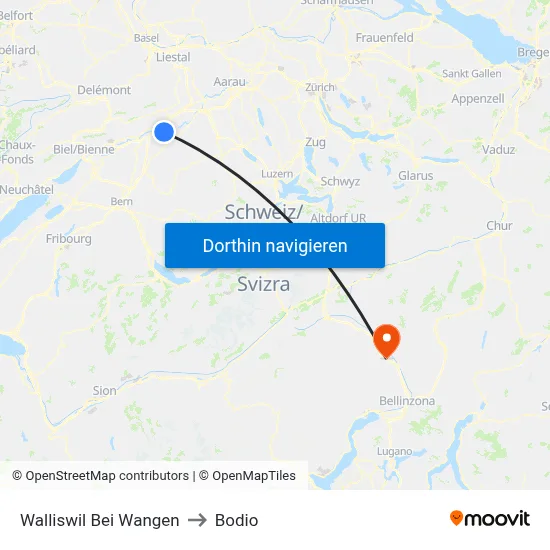Walliswil Bei Wangen to Bodio map