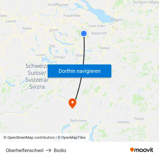 Oberhelfenschwil to Bodio map