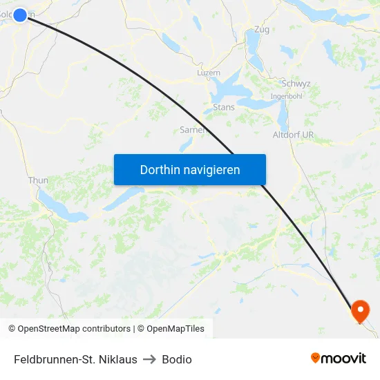 Feldbrunnen-St. Niklaus to Bodio map