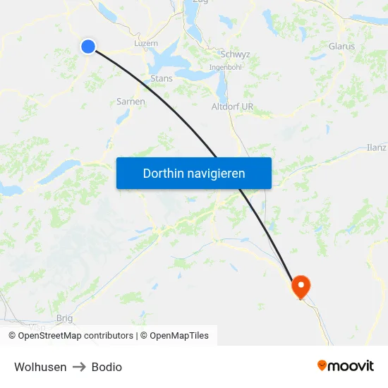 Wolhusen to Bodio map
