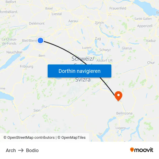 Arch to Bodio map
