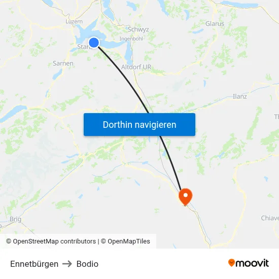 Ennetbürgen to Bodio map