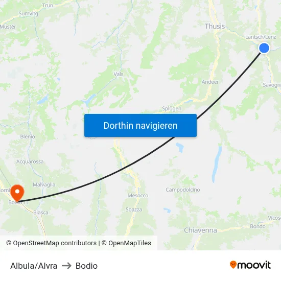 Albula/Alvra to Bodio map