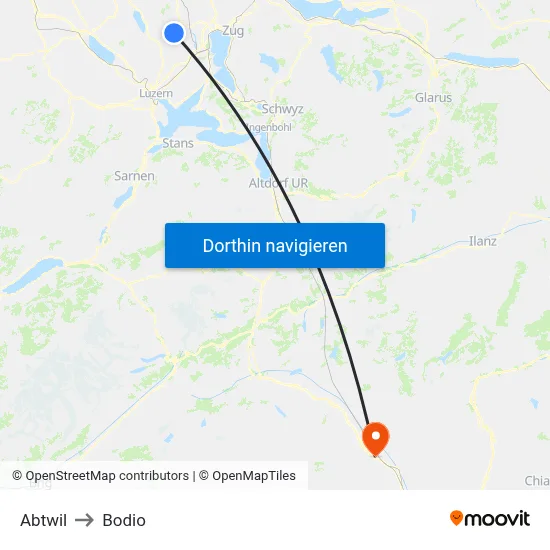 Abtwil to Bodio map
