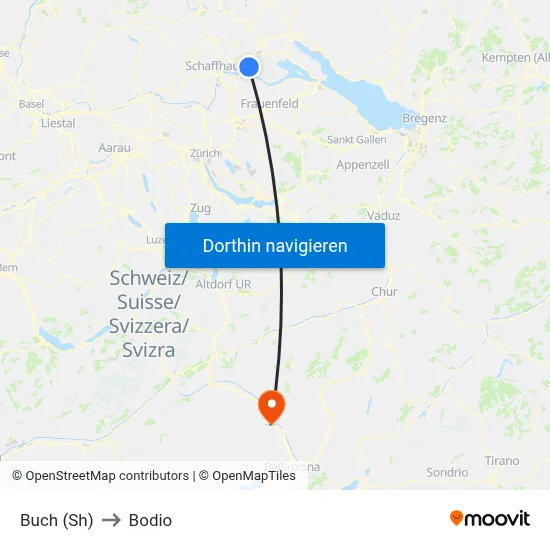 Buch (Sh) to Bodio map