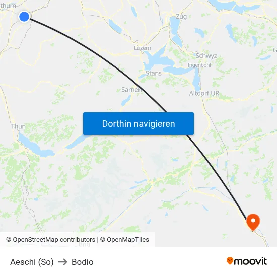 Aeschi (So) to Bodio map