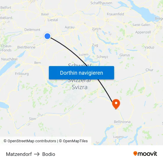 Matzendorf to Bodio map