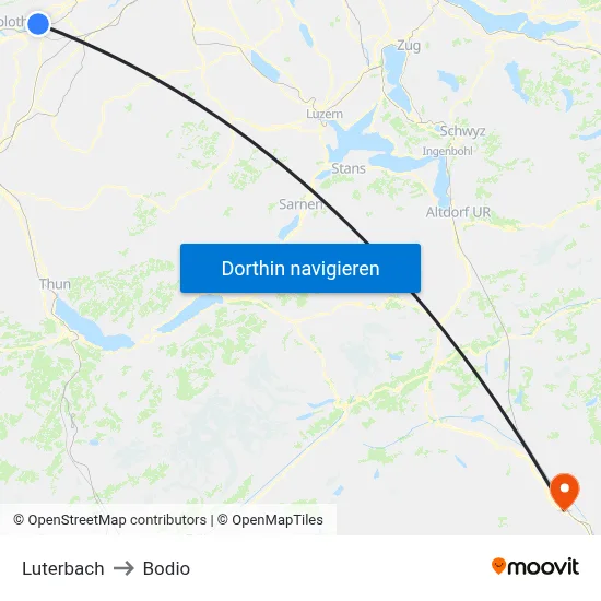 Luterbach to Bodio map