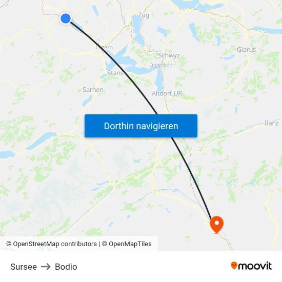 Sursee to Bodio map