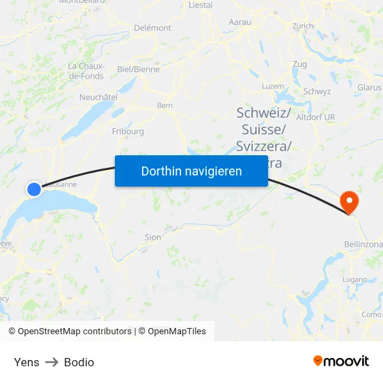 Yens to Bodio map