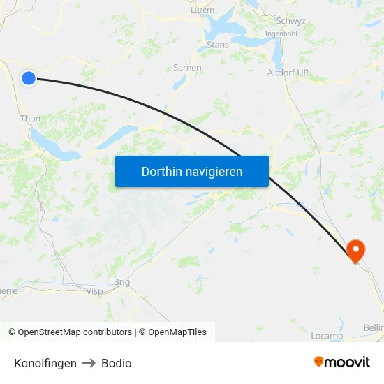 Konolfingen to Bodio map