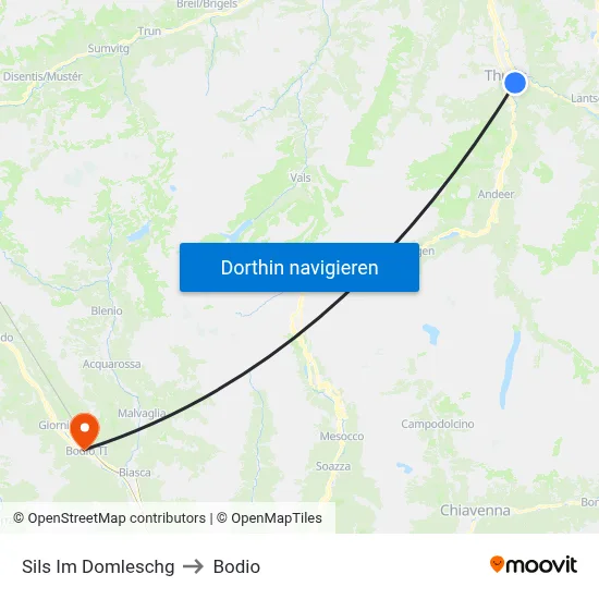 Sils Im Domleschg to Bodio map
