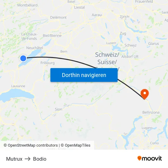 Mutrux to Bodio map